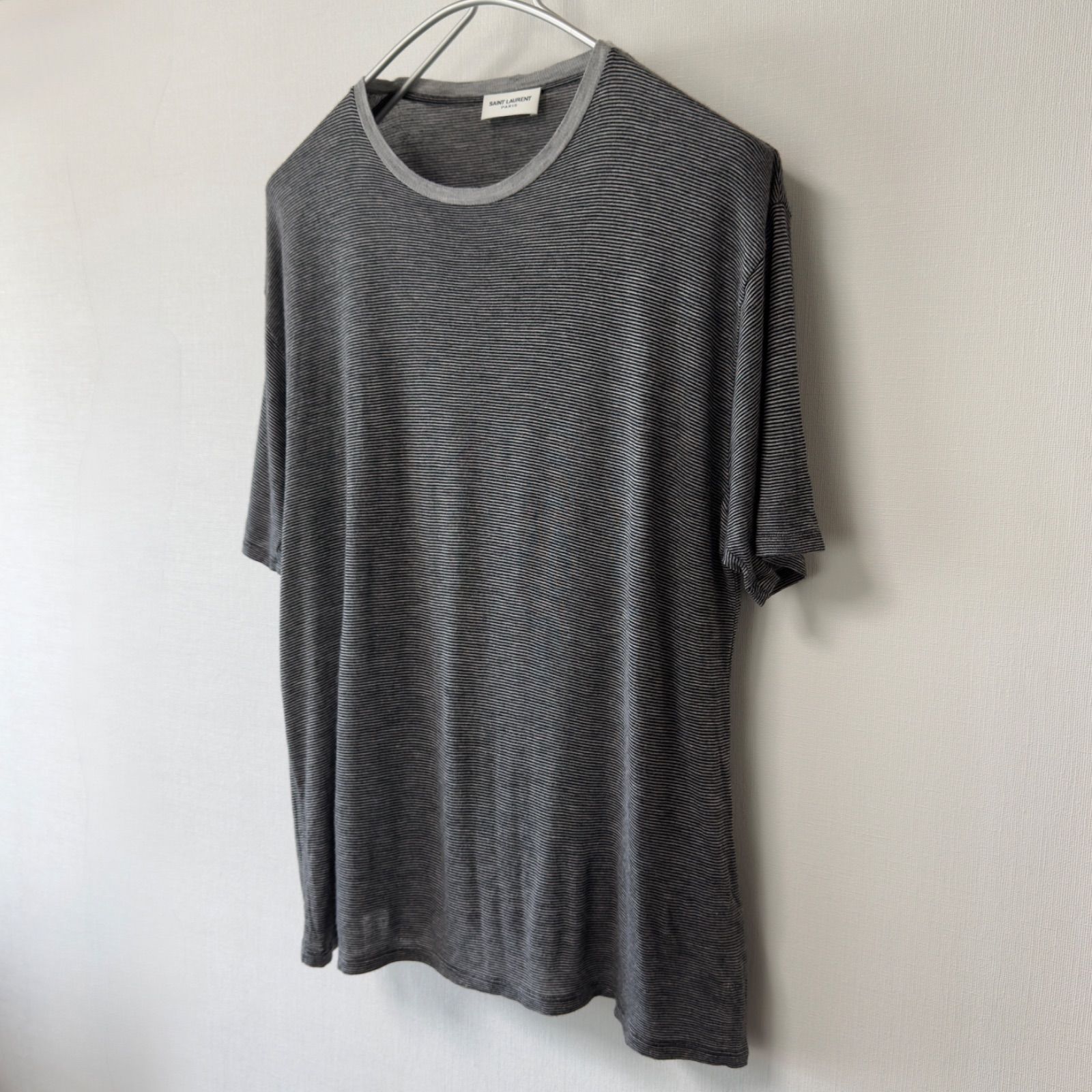 SAINT LAURENT PARIS エディ期 2013S/S ボーダー Tシャツ グレー