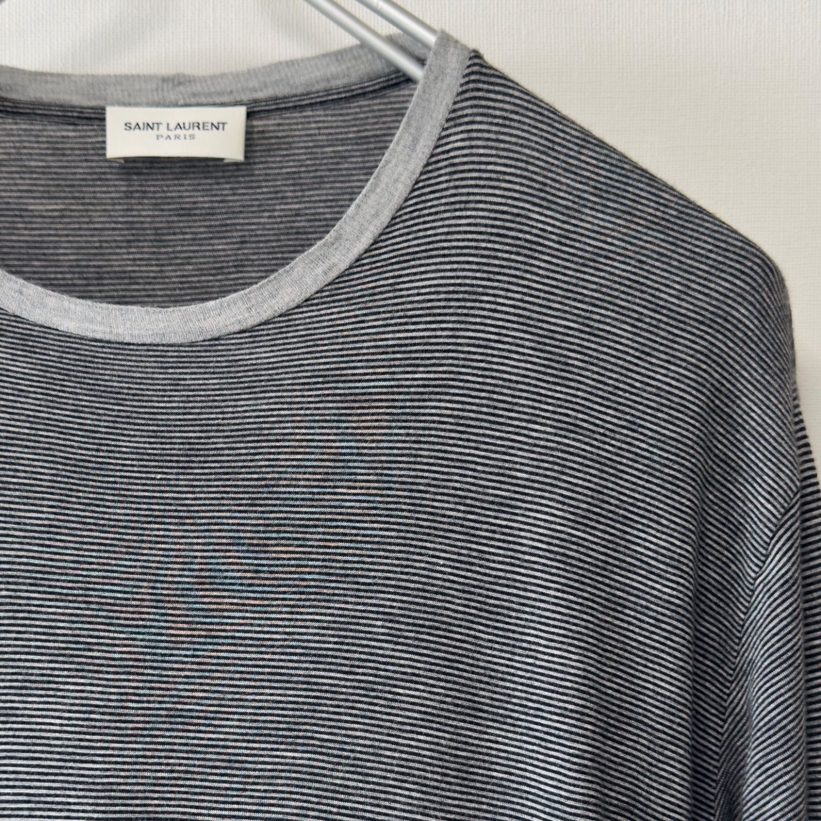 SAINT LAURENT PARIS エディ期 2013S/S ボーダー Tシャツ グレー