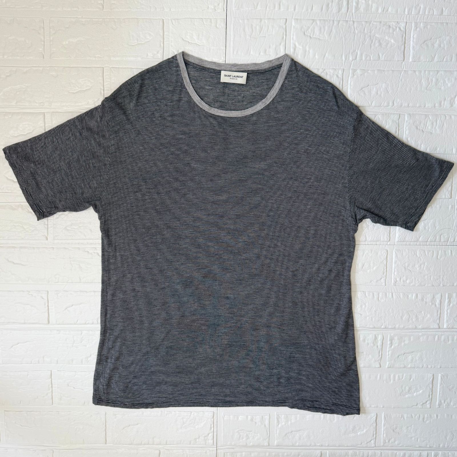 SAINT LAURENT PARIS エディ期 2013S/S ボーダー Tシャツ グレー