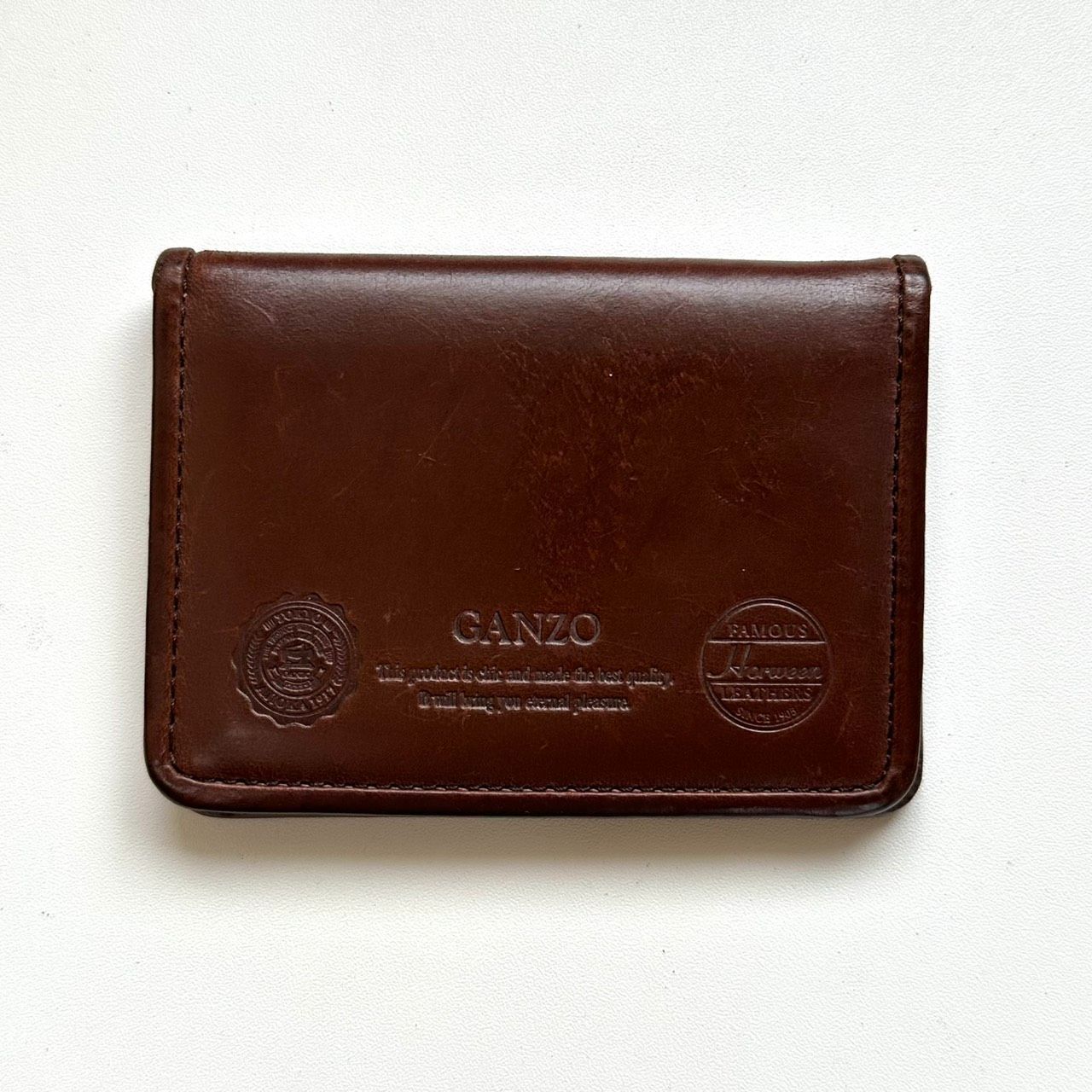 ガンゾ　GANZO カードケース　パスケース　Horween 本革　ブラウン