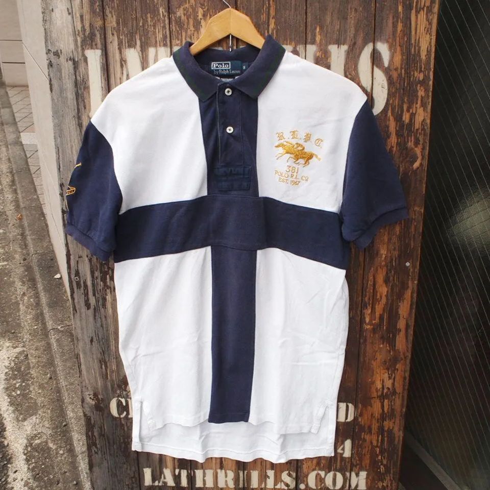 【Polo by Ralph Lauren】ポロ ラルフローレン 半袖 エンブレム ナンバリング 切り替え 鹿の子 ポロシャツ US-S
