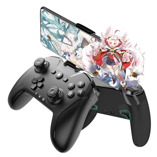 ワイヤレス コントローラー Switch/PC/IOS/Android全対応【方向ボタンレイアウト可能/背面ボタン/スマホホルダー付き】プロコン ゲームパッド 自動連射 Bluetooth/2.4GHz/有線接続 6軸ジャイロセンサー マクロ 0e392573