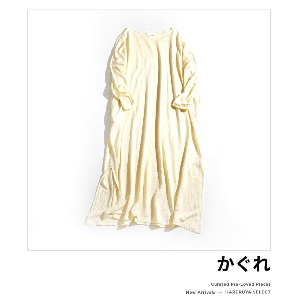 366h*美品 かぐれ kagure リネン カットワンピース F クリーム系