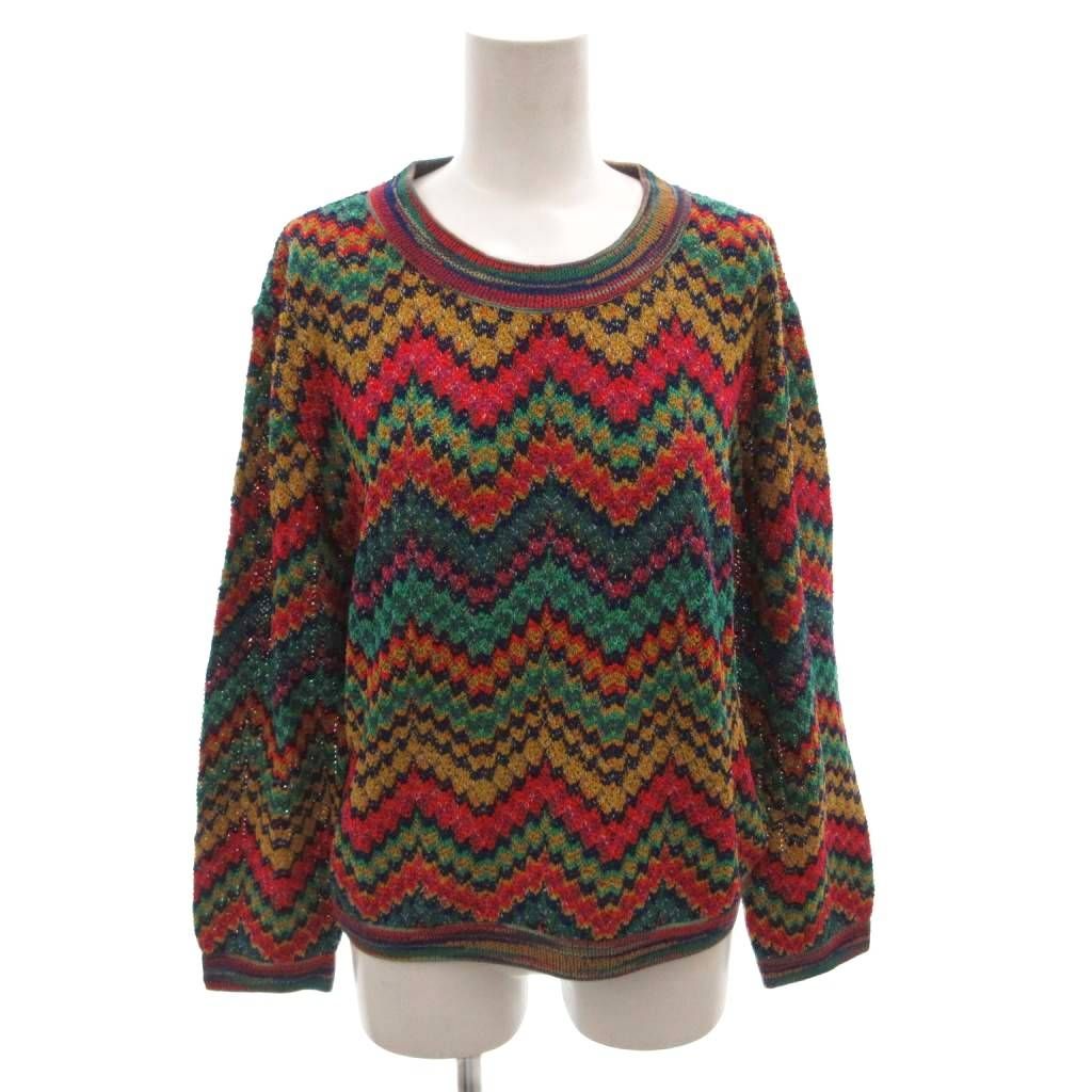 ミッソーニ MISSONI ニット カットソー 長袖 Uネック 総柄 42 マルチカラー /FF