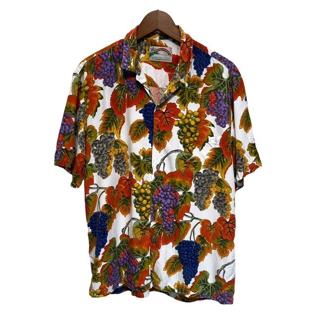 【中古】　PARADISE FOUND　アロハシャツ　80s-90s vintage　80年代-90年代　半袖　シャツ　トップス　オープンカラー　胸ポケット　総柄　フルーツ　果物　古着　/1163 6,593円