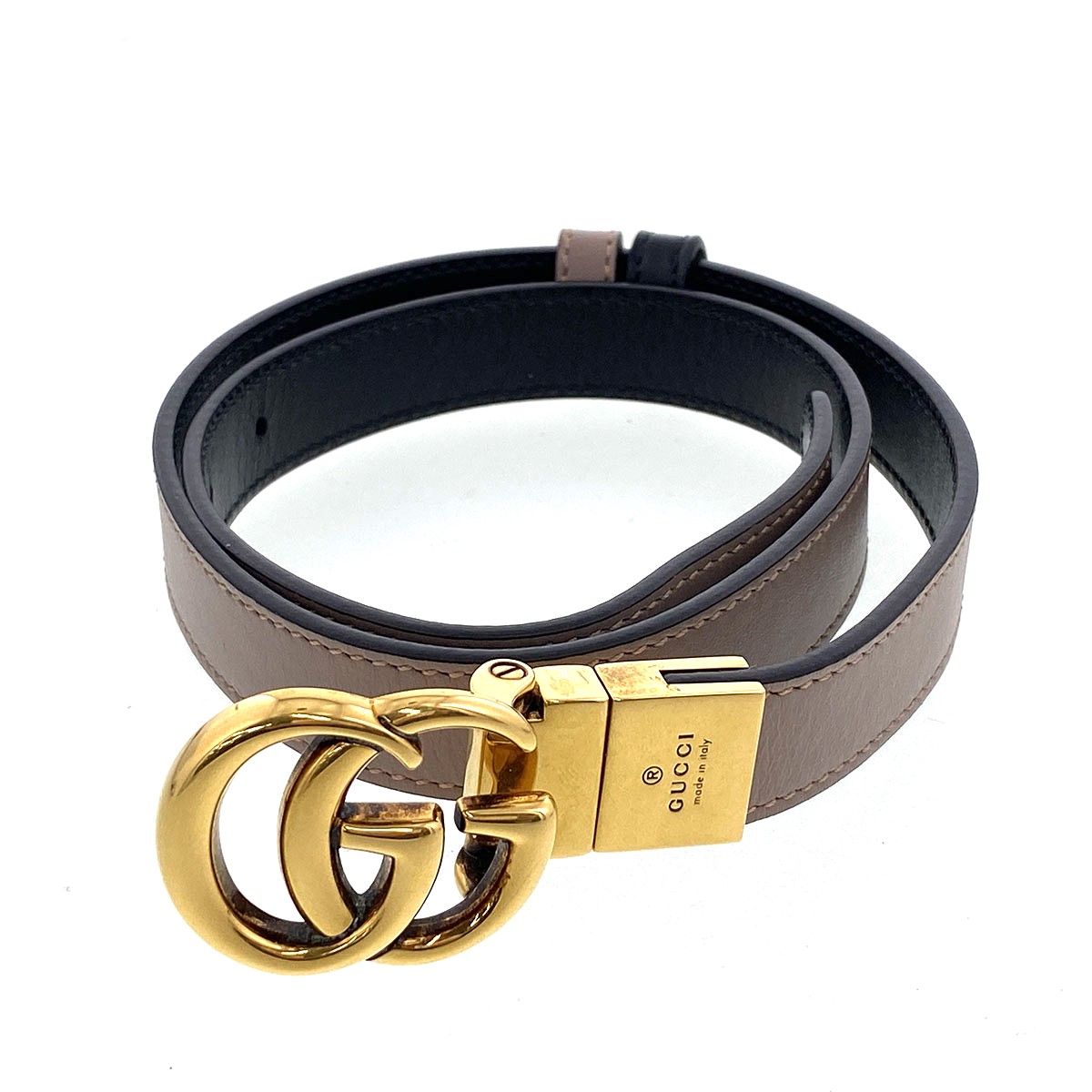 【GUCCI 】グッチ GGスプリーム リバーシブルベルト ゴールド金具 茶系 GUCCI グッチ リバーシブル スリムベルト ベルト 659418 レディース