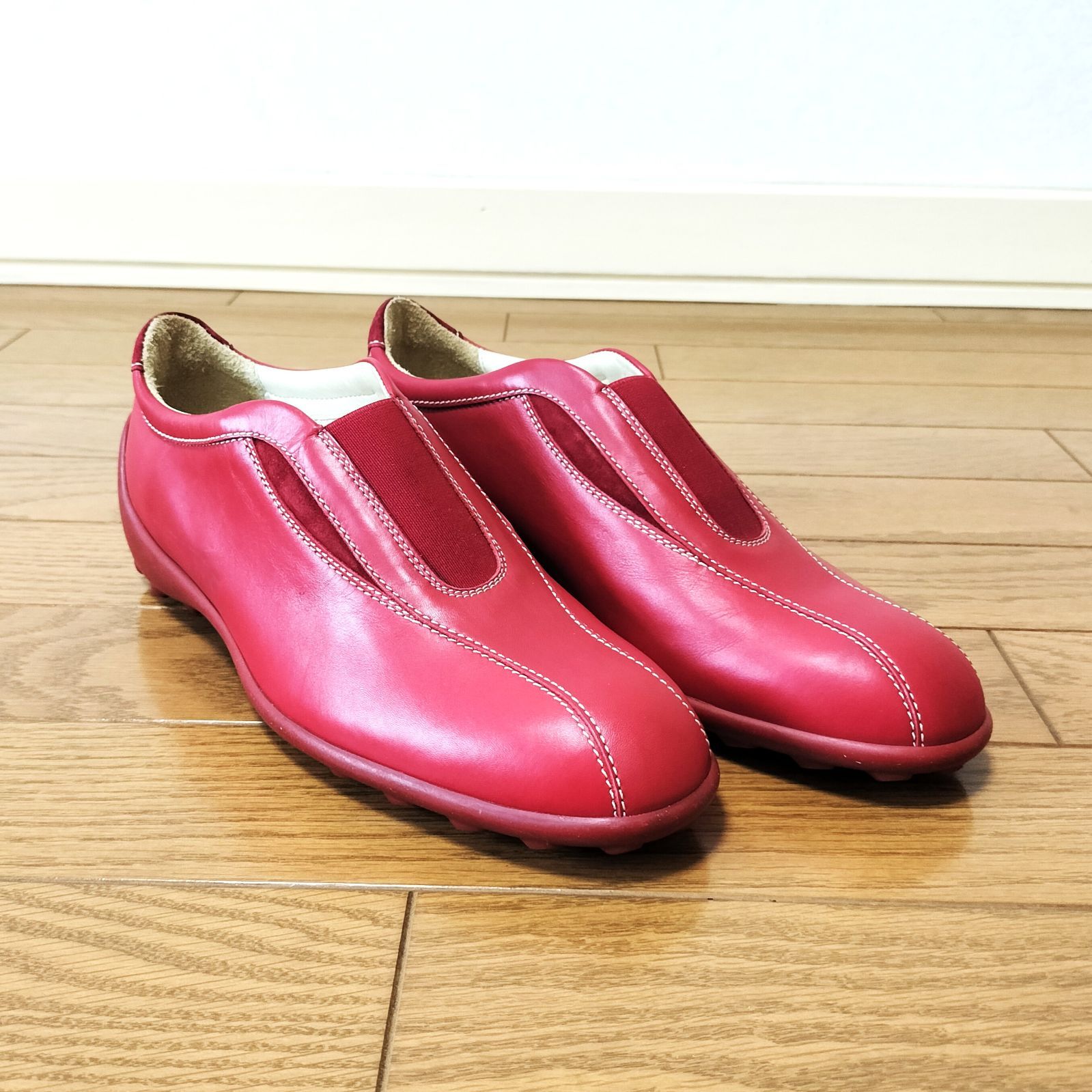 美品 Tod`s トッズ レザーシューズ 38.5 25.5cm相当 革靴 レッド 赤