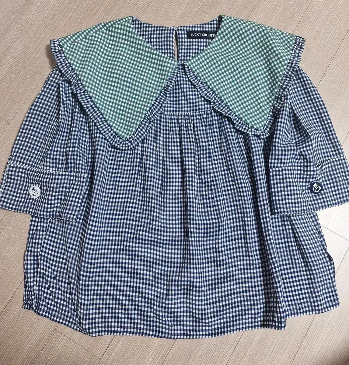 LUCKY CHOUETTE ラッキーシュエトゥ チェック ブラウス ビック襟 ギンガムチェック 36 サイズ