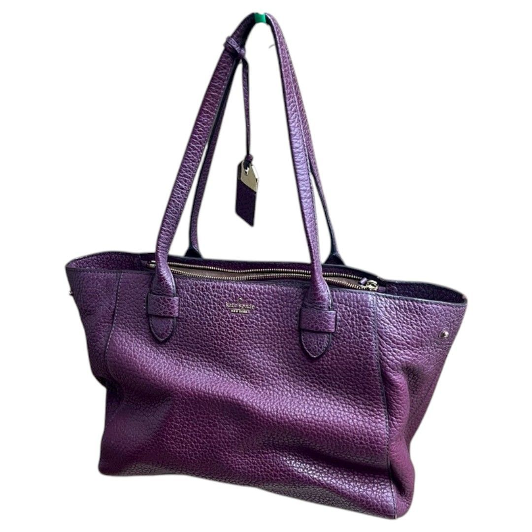 kate spade ケイトスペード レザートートバッグ 紫 パープル 通勤 通学 A4収納
