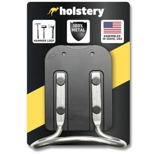 Holstery HammerMaster PRO | ハンマーホルダーループ - クリップオンツールベルトホルスター ハンマー、手斧、マレットを保持 - オールメタル、ブラックｍａ
