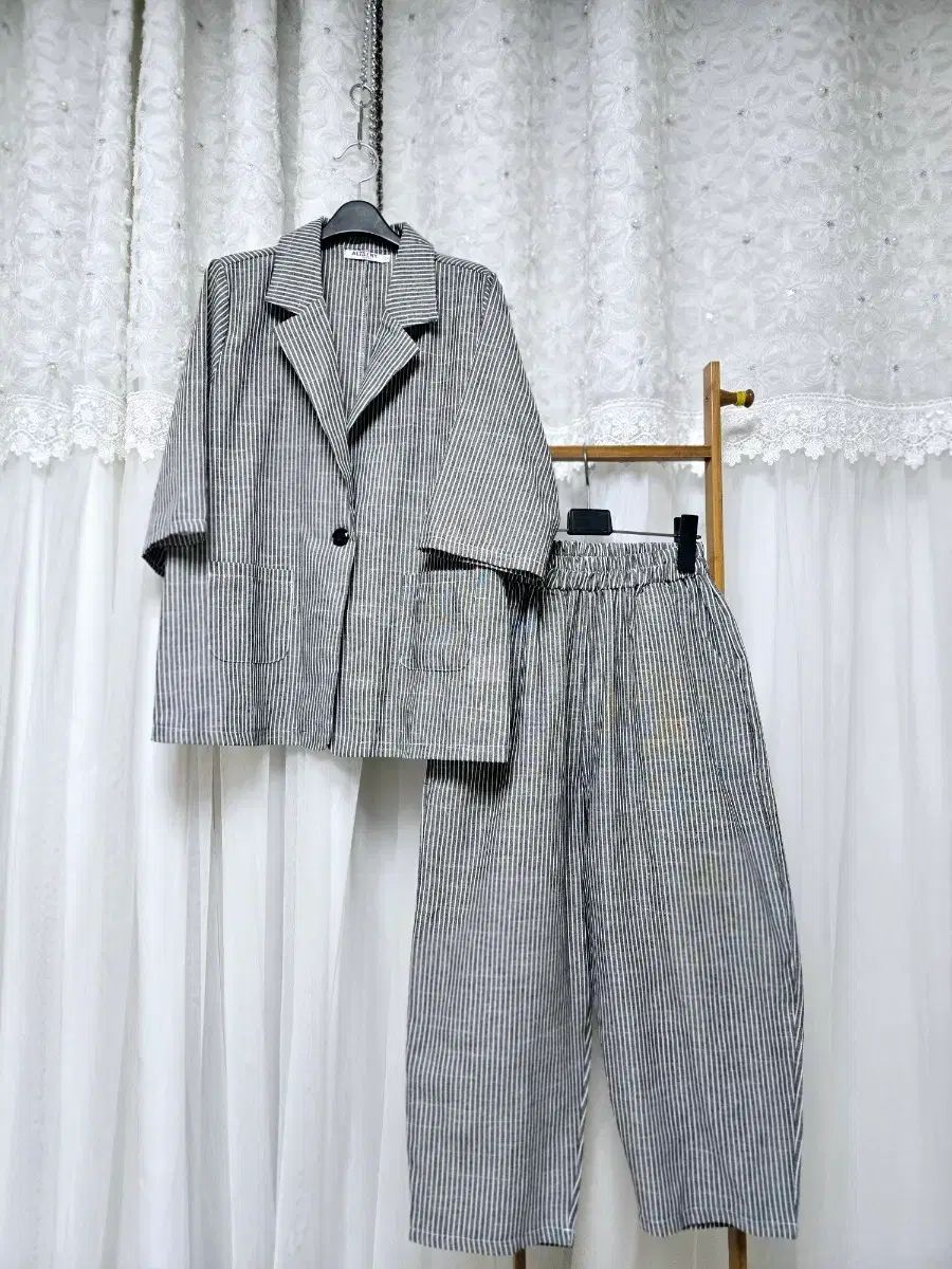 ストライプ 夏 セットアップ ハーフパンツ スーツ