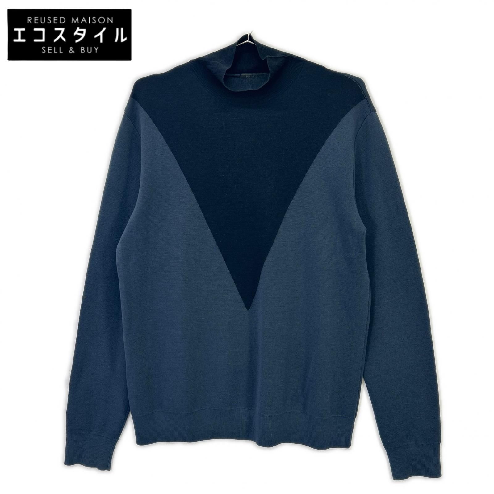 PRADA　プラダ　ネイビー 11AW ウール ハイネックプルオーバーニット　52