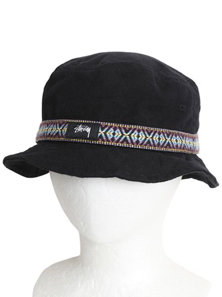 ステューシー コットン バケット ハット メンズ レディース L XL / 古着 帽子 チロリアン テープ キャップ ワンポイント シンプル ブラック 6,956円
