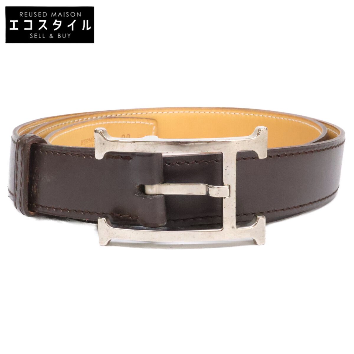 HERMES　エルメス　Hバックル □I刻 レザー　90