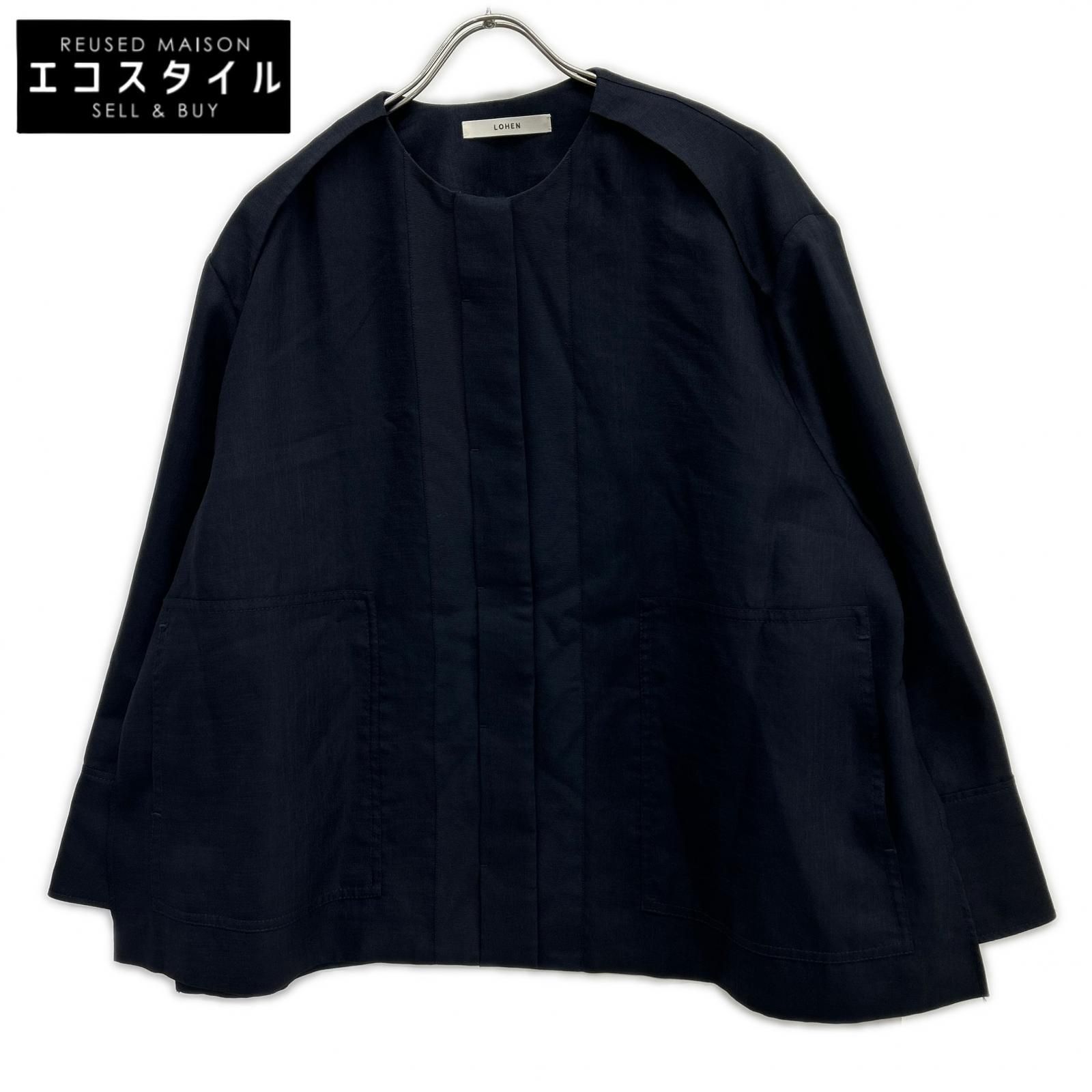 LOHEN　ローヘン　22SS ネイビー No Collar Tent Silhouette Coat Jacket　F