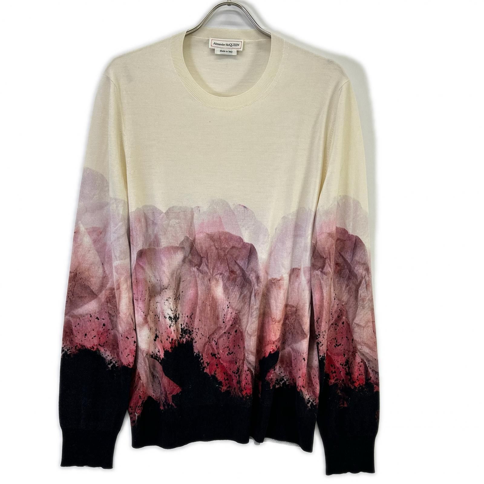 ALEXANDER McQUEEN アレキサンダーマックイーン 684305 アイボリー アネモネ プリント 長袖ニット M Alexander McQueen アレキサンダーマックイーン 684305 アイボリー