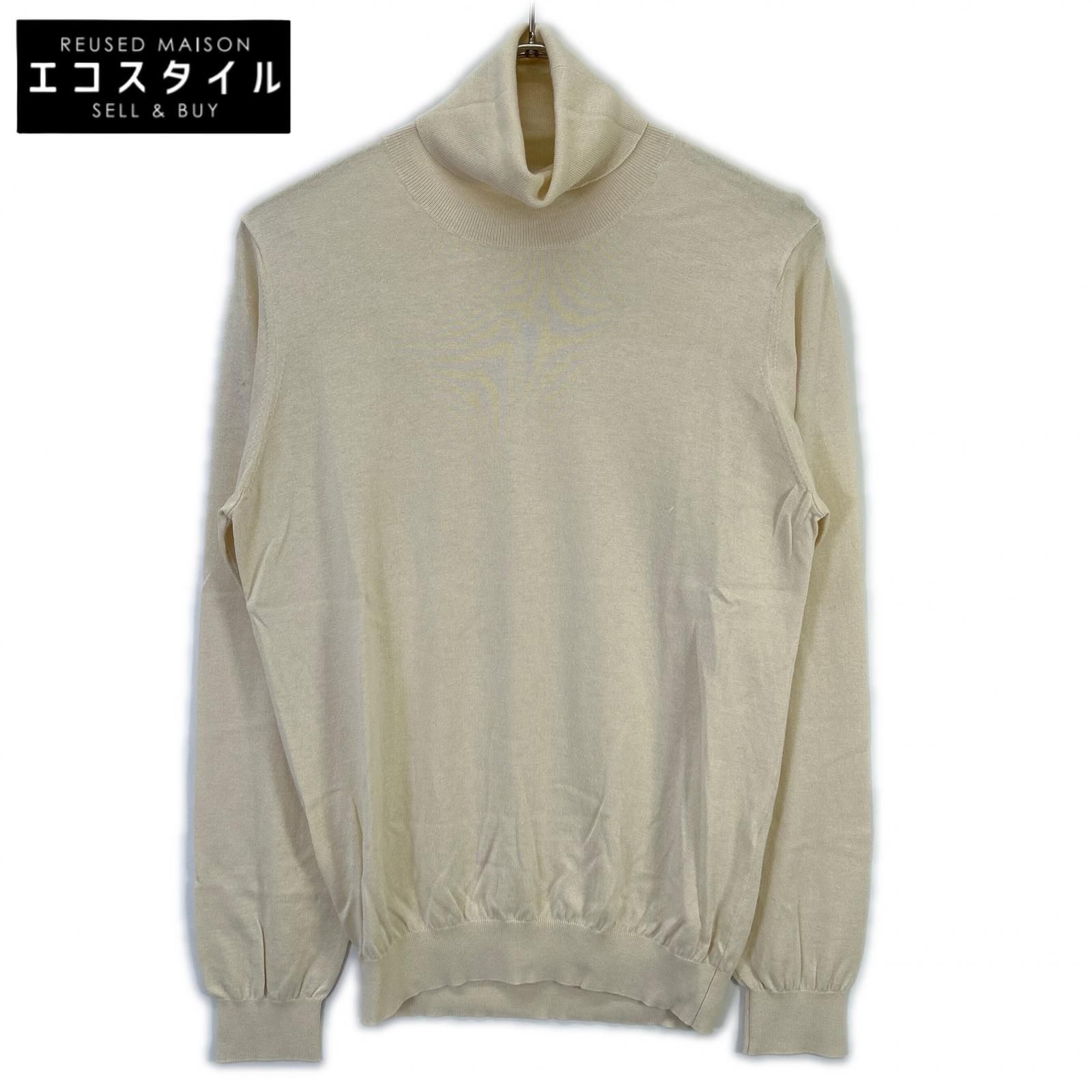 LANEUS　ラネウス　アイボリー シルク×カシミヤ タートルネック ニット　46