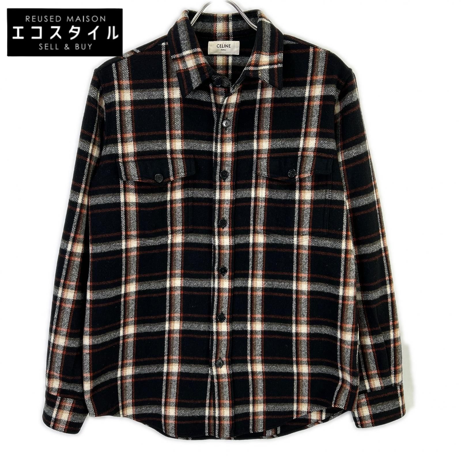 CELINE　セリーヌ　2C510231L ウールツイル マルチカラーチェック ルーズシャツ　38 35,679円