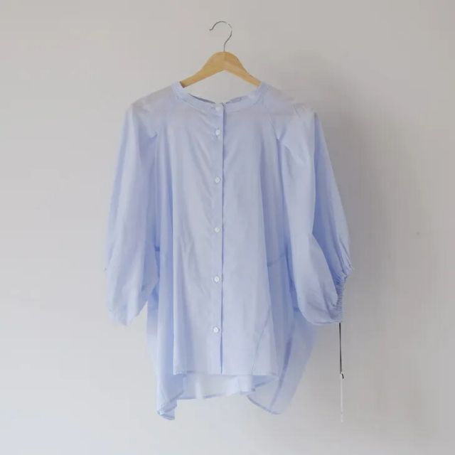 frescute (フレスキュート) | 80綿ローン バルーンスリーブブラウス (アイスブルー) | size 38 レディース ブラウス コットンローン バルーンスリーブ 透け感 軽量 長袖 アイスブルー 26SS ナチュラル 10,782円