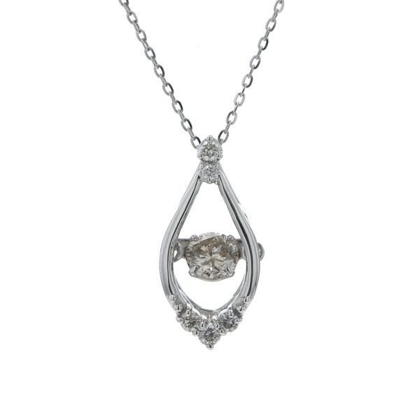 Pt900 Pt850 プラチナ ネックレス ダイヤモンド 0.20ct/0.07ct ダンシングストーン ドロップ 雫 透かし 45cm【新品仕上済】【zz】【中古】