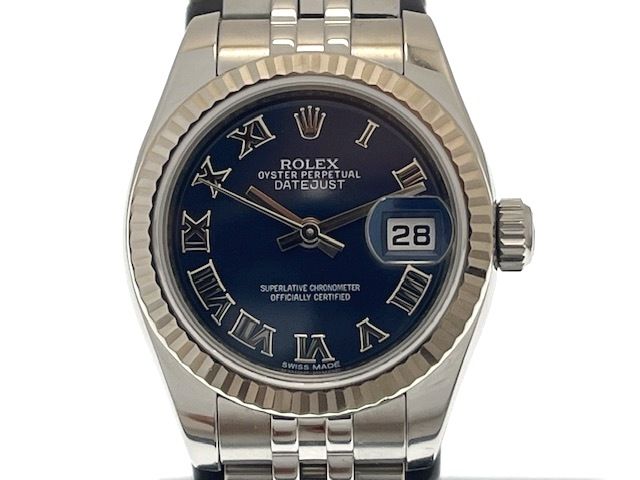 ROLEX ロレックス デイトジャスト26 179174 腕時計 K18WG/ステンレススチール ブルーローマン文字盤 自動巻き レディース【中古】【472】HK