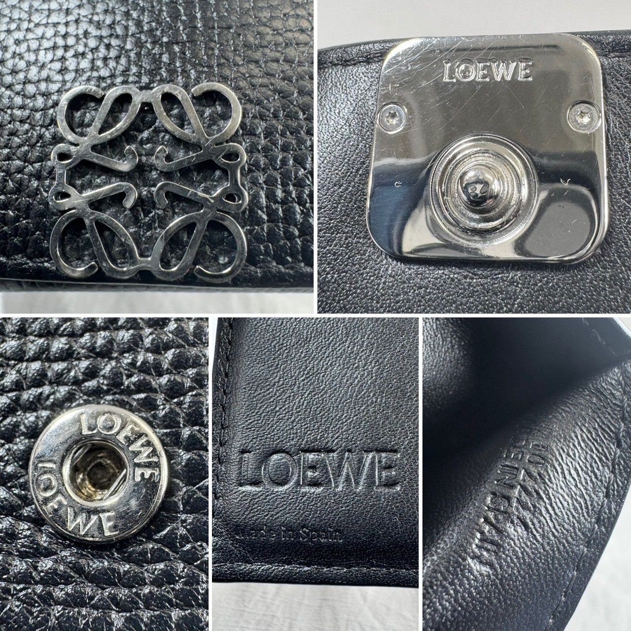 美品】LOEWE ロエベ アナグラム トライフォールド Wホック コンパクト 