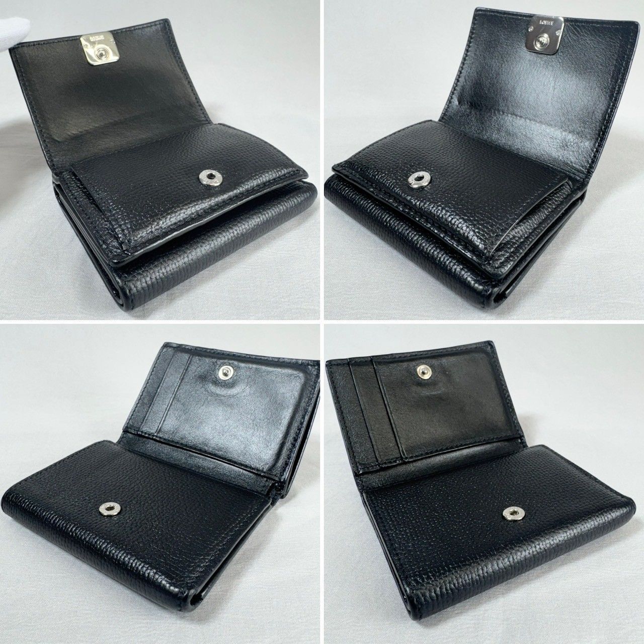 美品】LOEWE ロエベ アナグラム トライフォールド Wホック コンパクト 