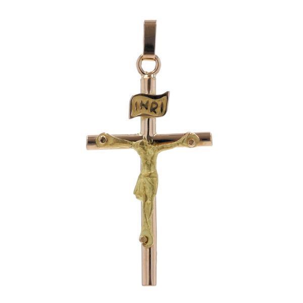 K18YG K18PG ネックレストップ クロス 十字架 クルシフィックス 磔刑像 イエス キリスト INRI【新品仕上済】【zz】【中古】