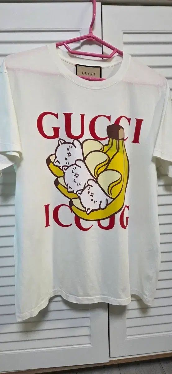グッチ バナナ BANANA なな 猫 半袖 Tシャツ 白