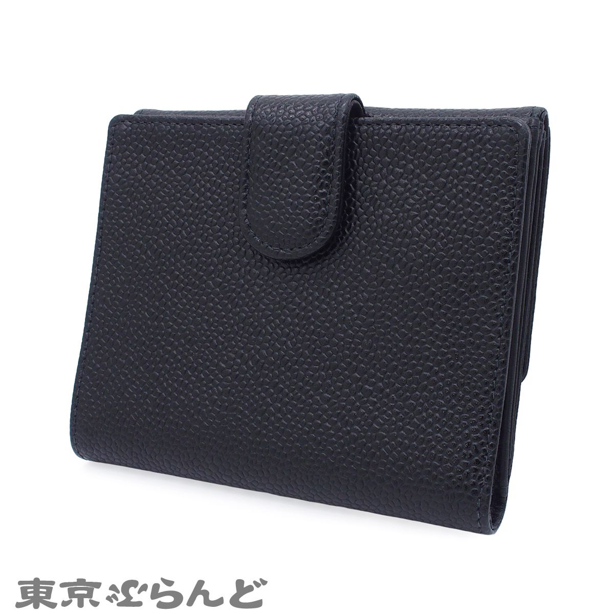 シャネル CHANEL Wホック財布 A13496 ブラック キャビアスキン ココ 