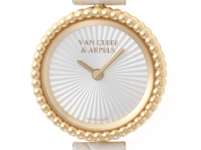 Van Cleef & Arpels ヴァンクリーフ&アーペル 時計 ペルレ VCARPBNZ00 ホワイトシェル文字盤 イエローゴールド/クロコダイルレザー クォーツ レディース 2148103942280 【200】【中古】