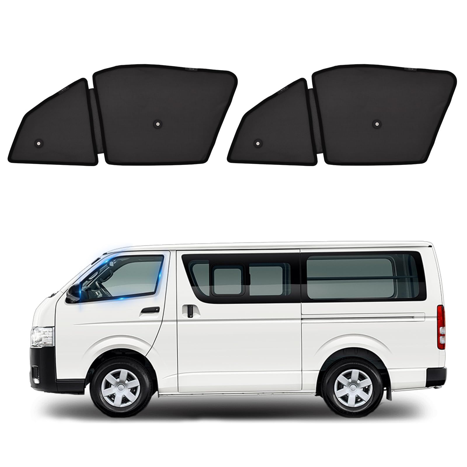 ZATOOTO トヨタ ハイエース 200系専用 メッシュカーテン マグネット式 車 カーテン 遮光 換気 車中泊 網戸 折り畳み式 サンシェード フロントサイド用 日除け UVカット メッシュサンシェード 虫よけ 車用アクセサリー 運転席 6006f4a2