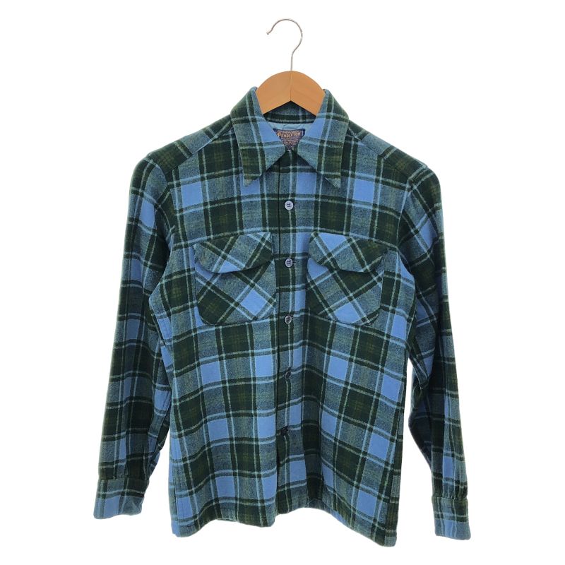 中古】70s PENDLETON ネルシャツ サイズS ブラック/ブルー ビンテージ