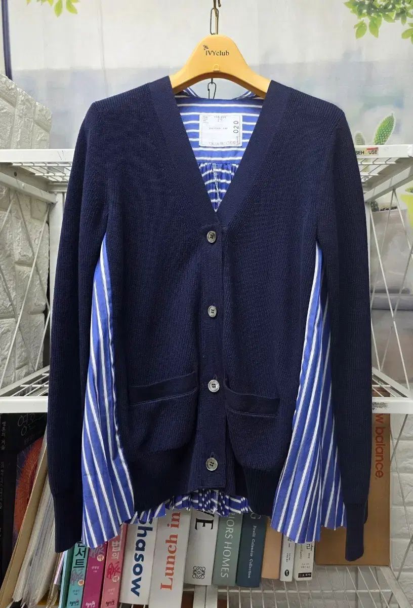 正規品 SACAI レディースカーディガン 44 スリム55 ストライプ ニットカーディガン WN01