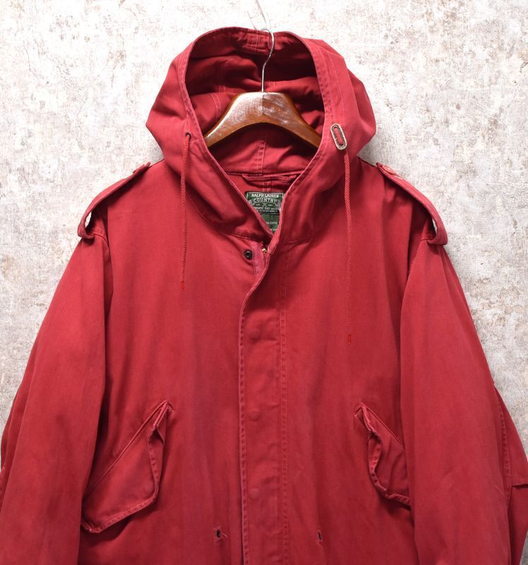 【ビンテージ】【POLO COUNTRY】ポロカントリー【ラルフローレン】【赤】【M51タイプ】フィッシュテイルパーカー【モッズパーカー】レディース古着【レディースS】 CL2530-12