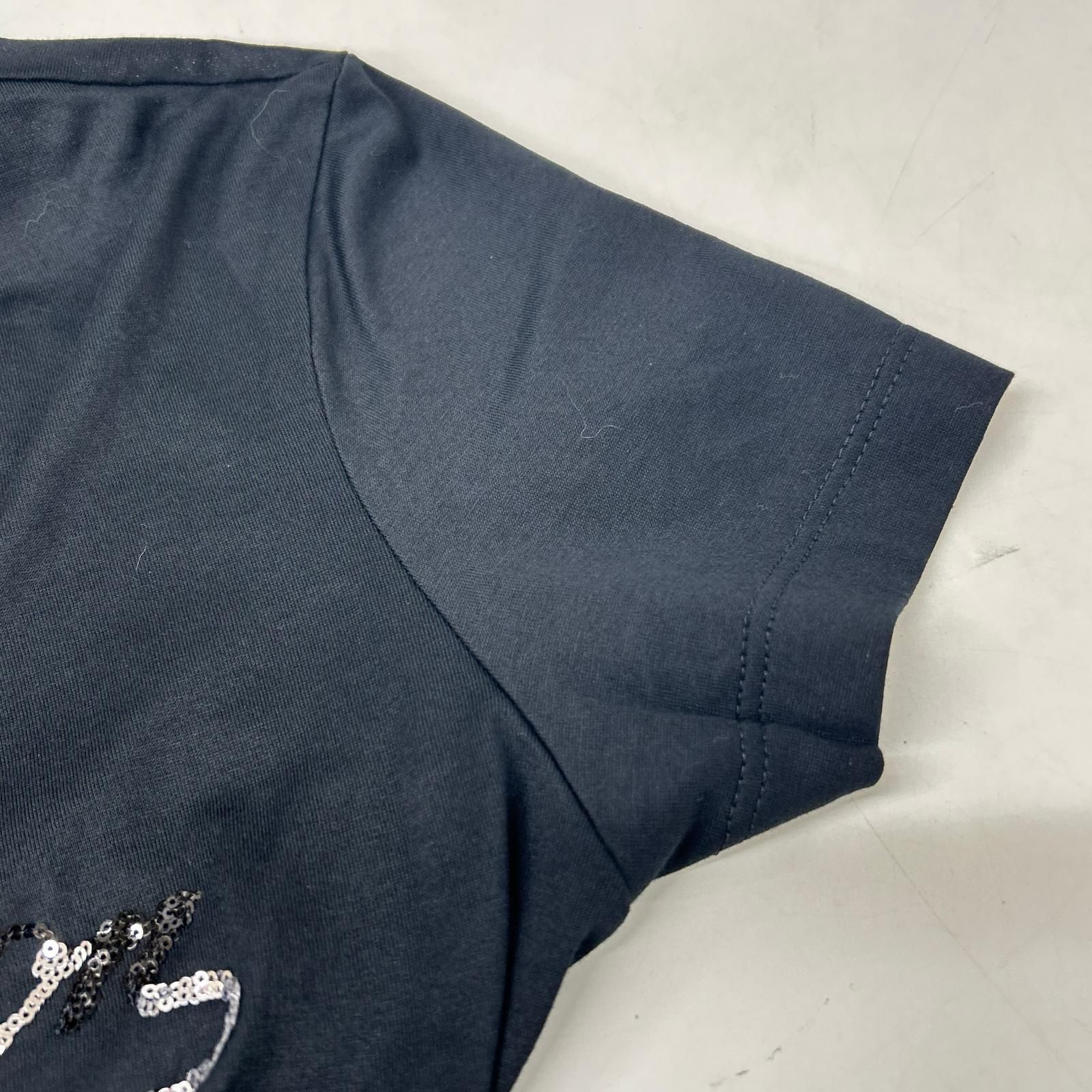 LOUIS VUITTON　ルイヴィトン　ブラック スパンコールロゴ Tシャツ　XS