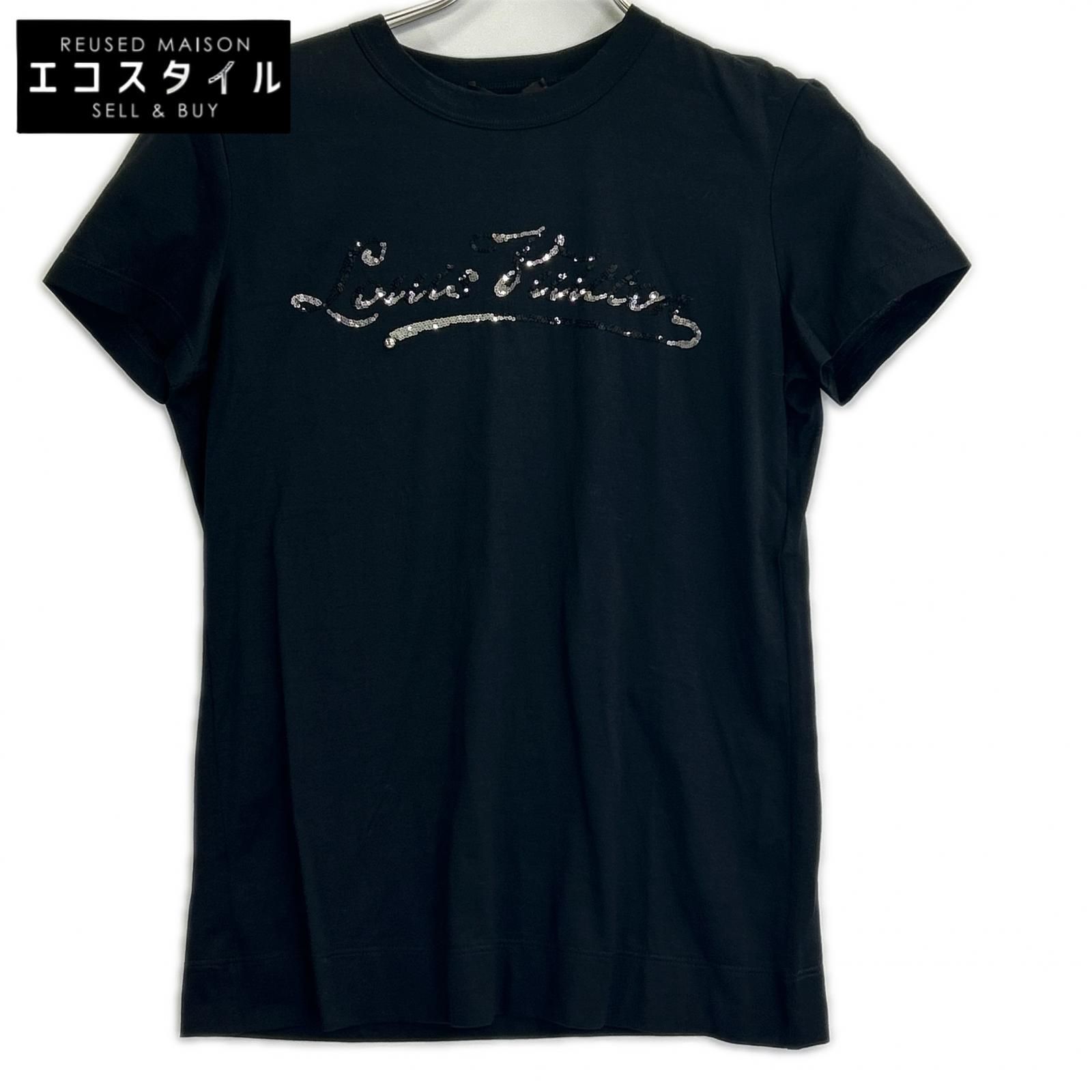 LOUIS VUITTON　ルイヴィトン　ブラック スパンコールロゴ Tシャツ　XS