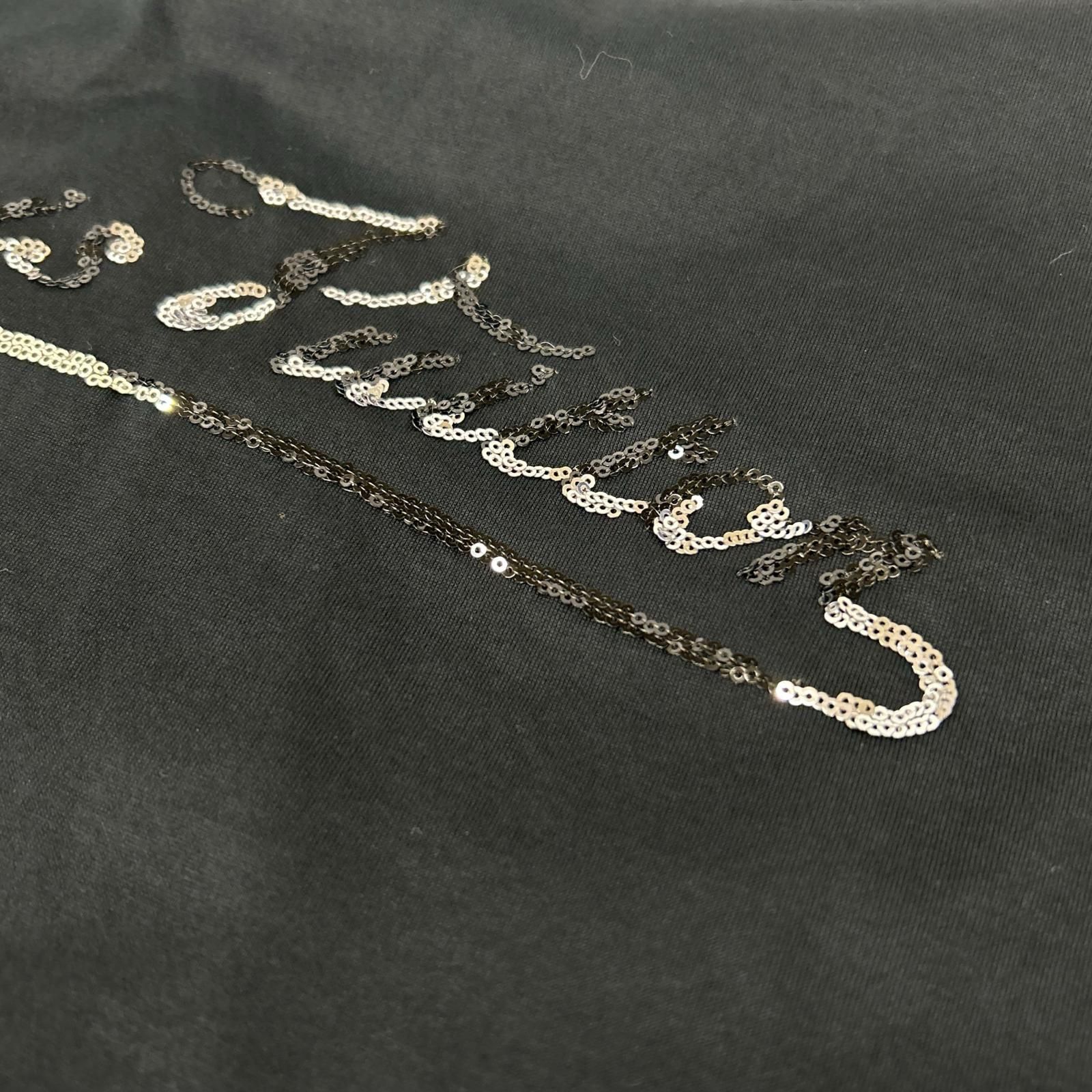 LOUIS VUITTON ルイヴィトン ブラック スパンコールロゴ Tシャツ XS