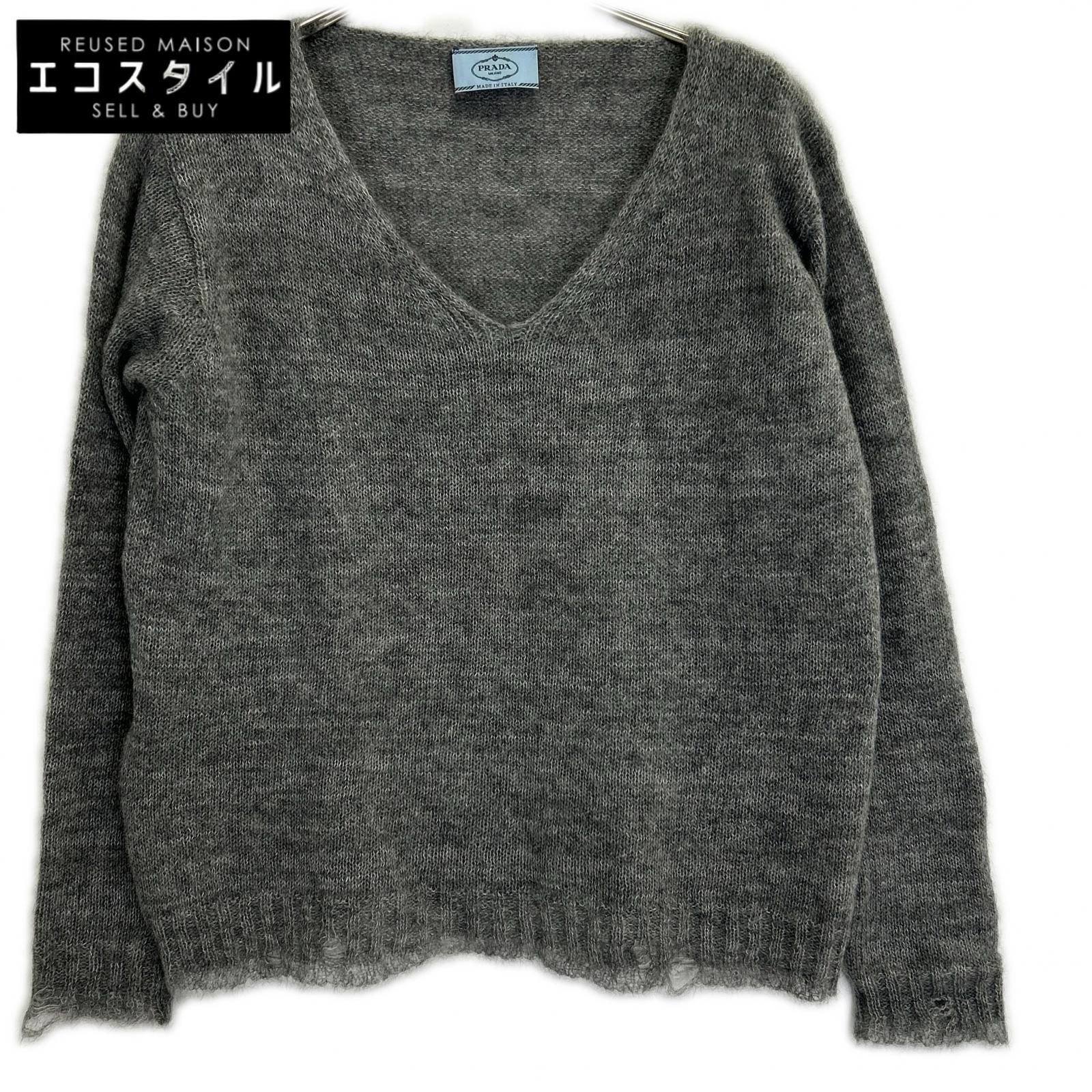 PRADA　プラダ　グレー 1F88 モヘア ダメージ加工ニット　44 23,352円