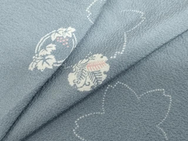 平和屋着物▽上質な小紋　単衣　草花丸文　正絹　逸品　DABD9639ud