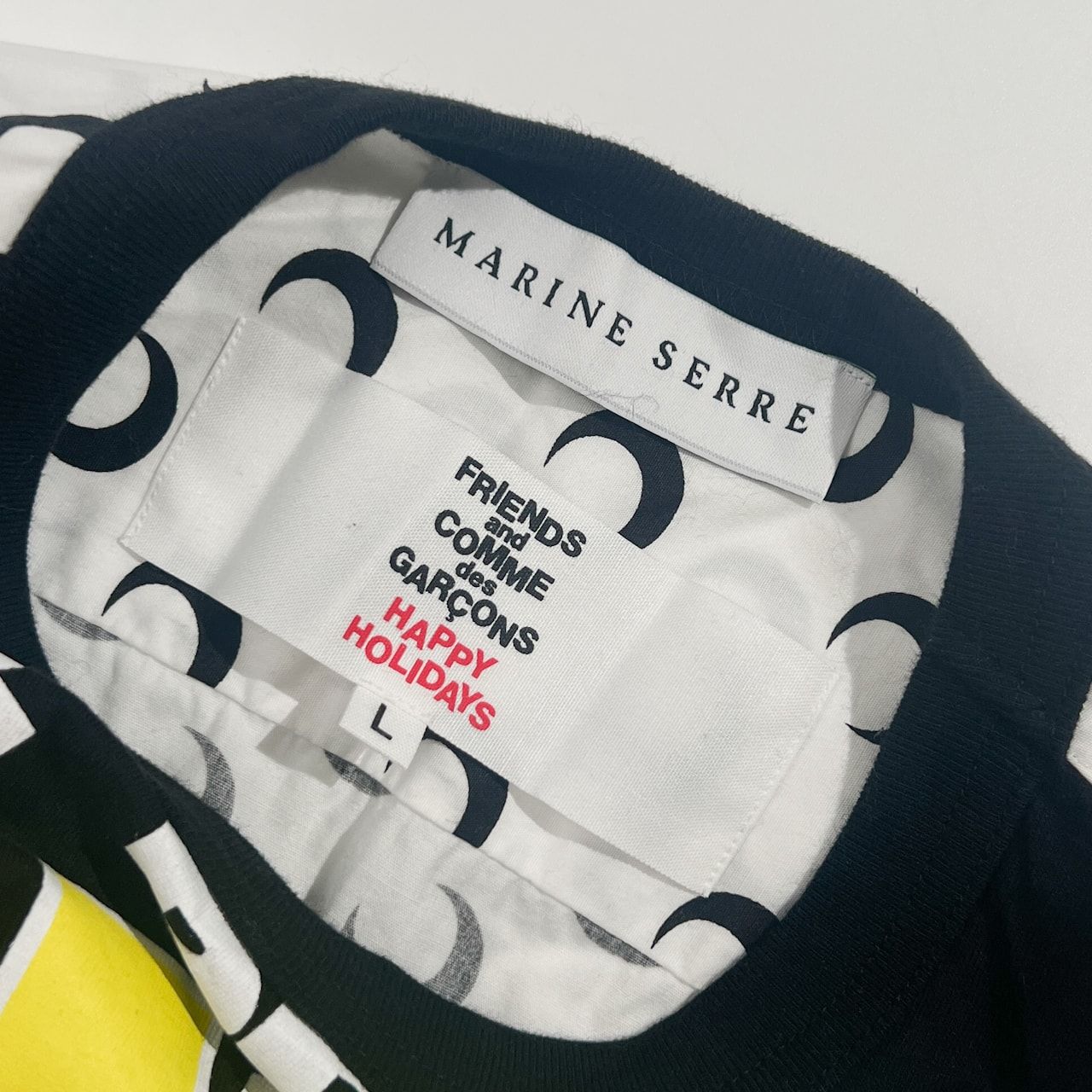 MARINE SERRE × COMME des GARCONS マリーンセル コムデギャルソン コラボ ムーン柄 長袖 Tシャツ カットソー L/ブラック×ホワイト系 レディース OB-B001 AD2018 MARINE SERRE × COMME des GARCONS マリーンセル コムデギャルソン コラボ ムーン柄 長袖 Tシャツ カットソー L/ブラック×ホワイト系 レディース OB-B001 AD2018