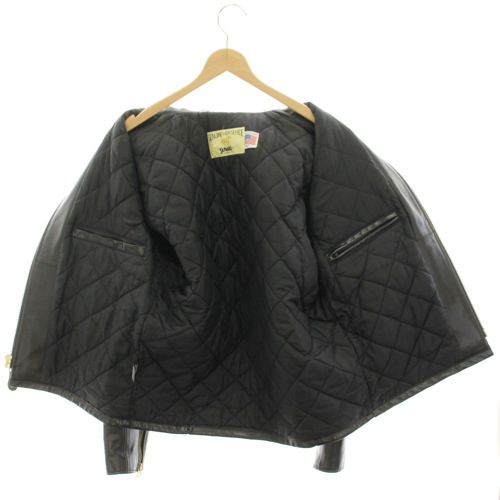 Schott ブラック レザー ジャケット 42 ショット SCHOTT レザージャケット 革ジャン ライダース ジップアップ