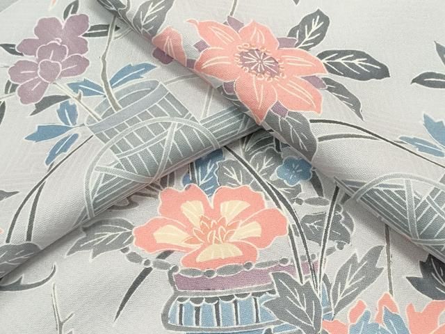 平和屋着物▽上質な小紋　単衣　鳳凰花文　正絹　逸品　CABF6479ou