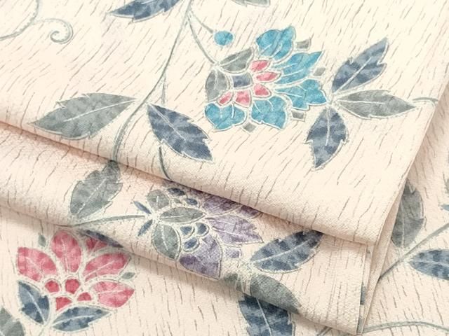 平和屋着物▽上質な小紋　単衣　蔦の葉花文　正絹　逸品　CABF6502ou