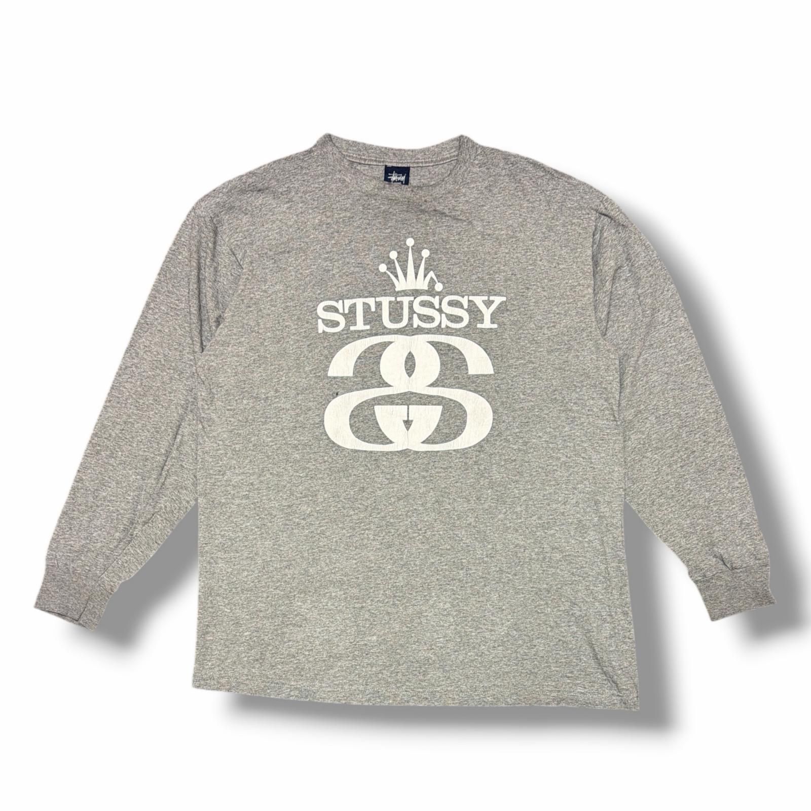 STUSSY ロゴ長袖Tシャツ カットソー 紺タグ ステューシー グレー L （15902M）