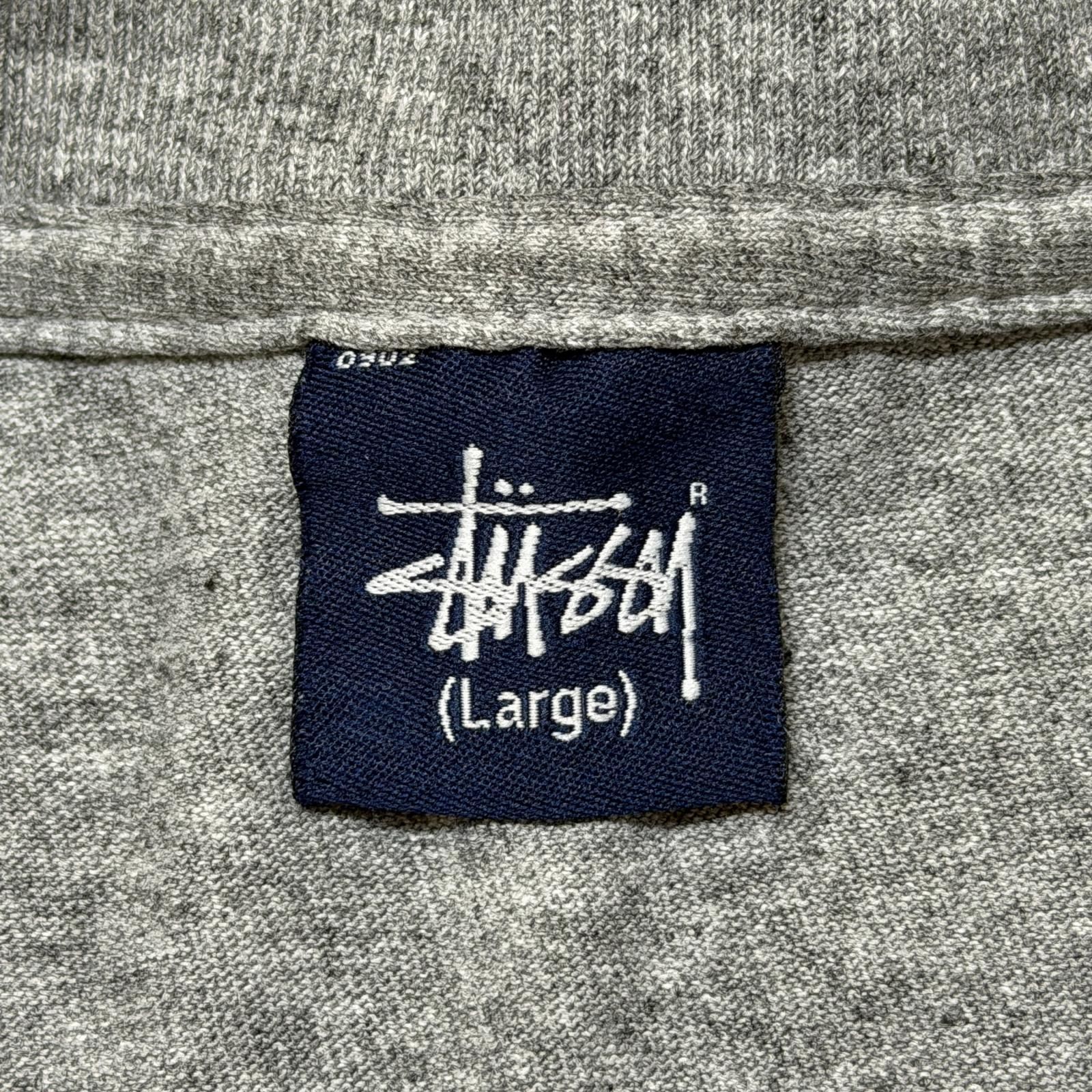 STUSSY ロゴ長袖Tシャツ カットソー 紺タグ ステューシー グレー L 