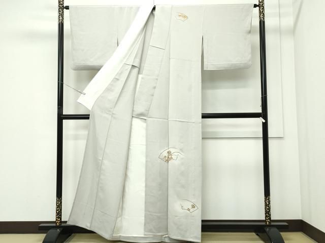 平和屋着物▽訪問着 単衣 竹屋町刺繍 地紙草花文 金糸 正絹 逸品