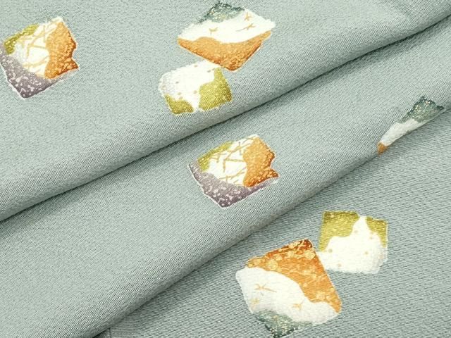平和屋着物▽上質な小紋　単衣　破れ切箔文　金彩　正絹　逸品　CABF4734rv