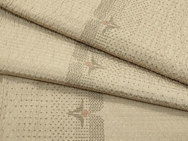 平和屋着物▽上質な紬　単衣　花間道　正絹　逸品　CABF4737rv