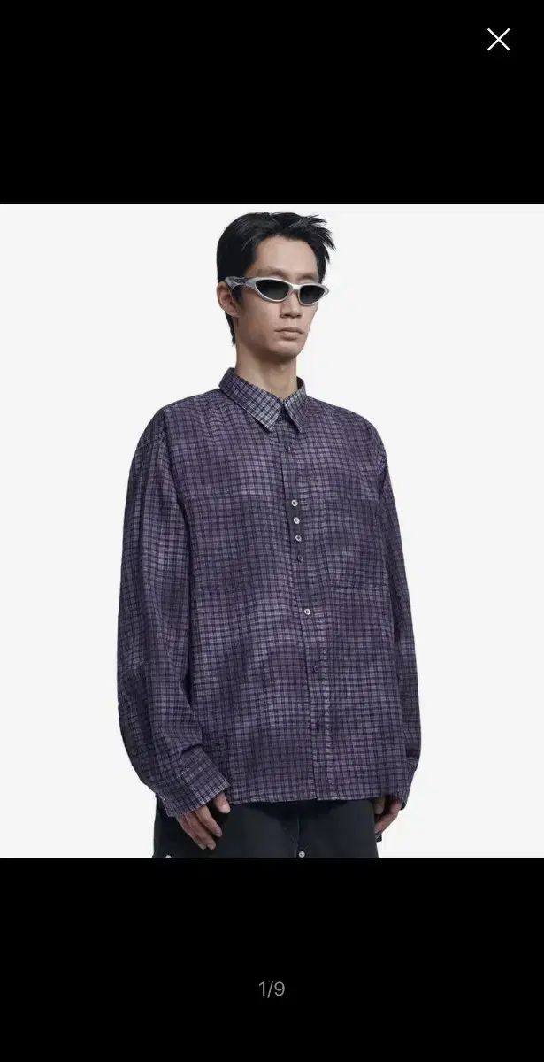 ノーマニュアル オーバダイド CHECK シャツ PURPLE M